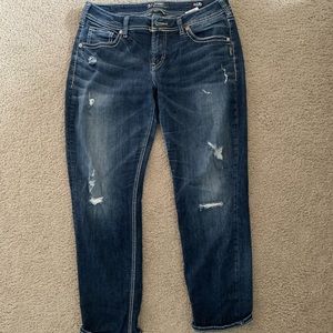 Silver Boyfriend Cropped Jeans